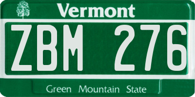 VT license plate ZBM276