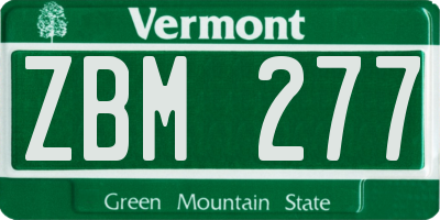 VT license plate ZBM277
