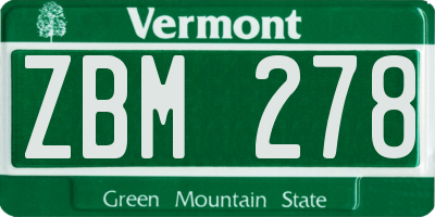 VT license plate ZBM278