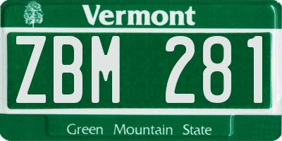 VT license plate ZBM281