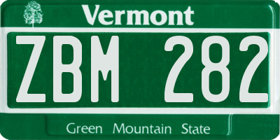 VT license plate ZBM282
