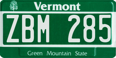 VT license plate ZBM285