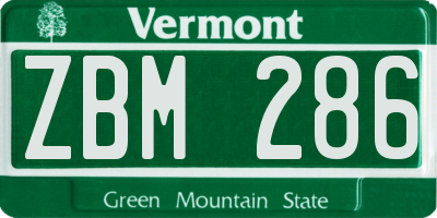 VT license plate ZBM286