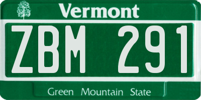 VT license plate ZBM291