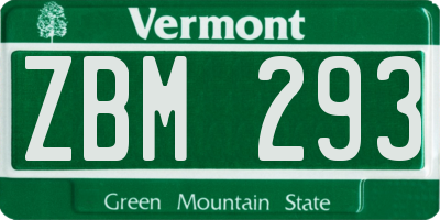 VT license plate ZBM293