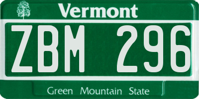 VT license plate ZBM296