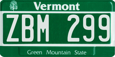 VT license plate ZBM299
