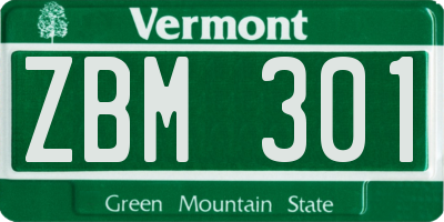 VT license plate ZBM301