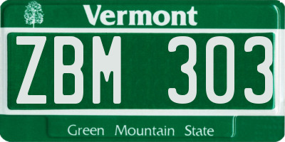 VT license plate ZBM303