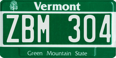 VT license plate ZBM304