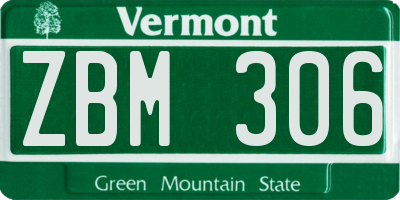 VT license plate ZBM306