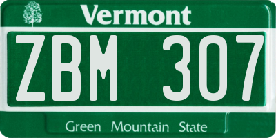 VT license plate ZBM307