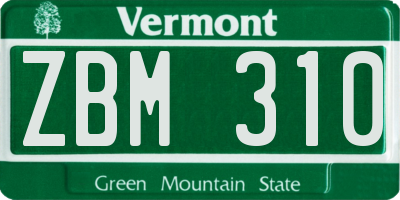 VT license plate ZBM310