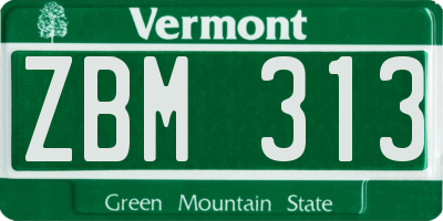 VT license plate ZBM313