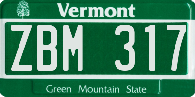 VT license plate ZBM317