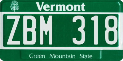 VT license plate ZBM318