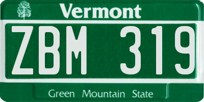 VT license plate ZBM319