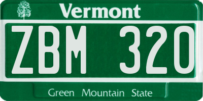 VT license plate ZBM320