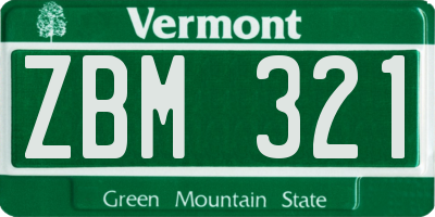 VT license plate ZBM321
