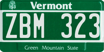VT license plate ZBM323