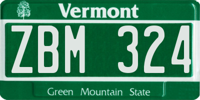 VT license plate ZBM324