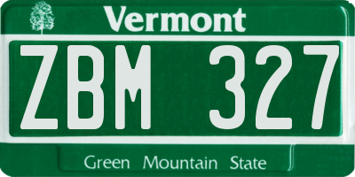 VT license plate ZBM327