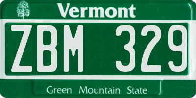 VT license plate ZBM329