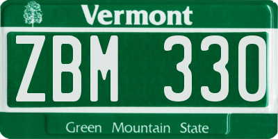 VT license plate ZBM330