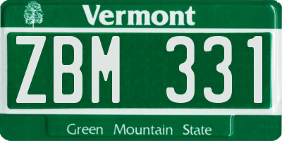 VT license plate ZBM331