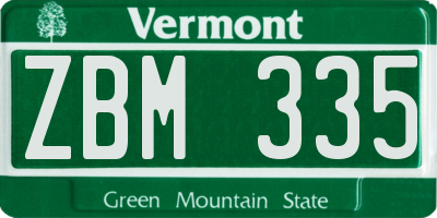 VT license plate ZBM335