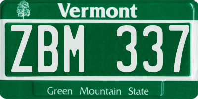 VT license plate ZBM337