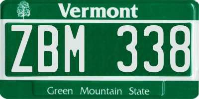 VT license plate ZBM338