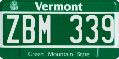 VT license plate ZBM339