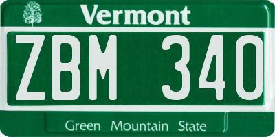 VT license plate ZBM340