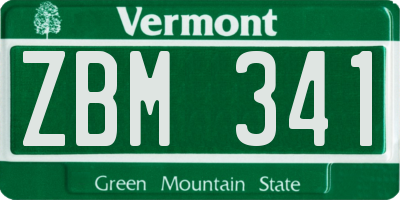 VT license plate ZBM341