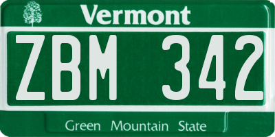 VT license plate ZBM342