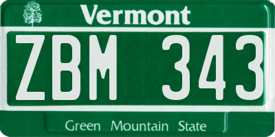 VT license plate ZBM343