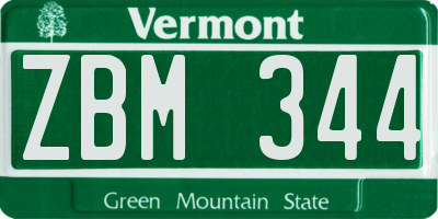 VT license plate ZBM344