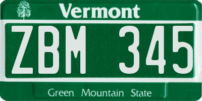 VT license plate ZBM345