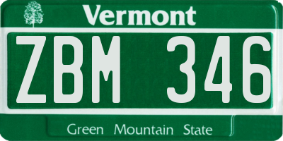 VT license plate ZBM346