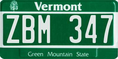 VT license plate ZBM347