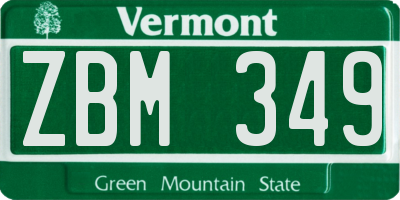 VT license plate ZBM349