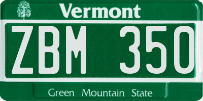 VT license plate ZBM350