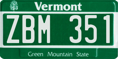 VT license plate ZBM351