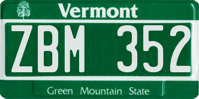 VT license plate ZBM352