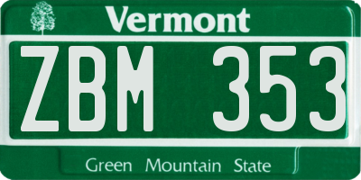 VT license plate ZBM353