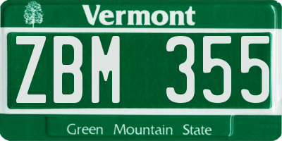 VT license plate ZBM355