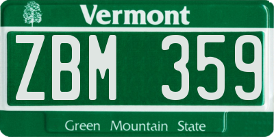 VT license plate ZBM359