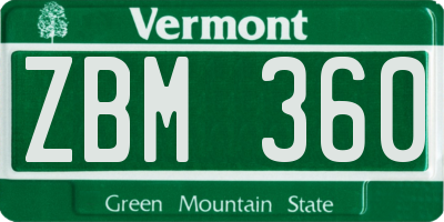 VT license plate ZBM360