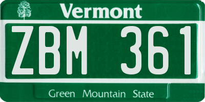 VT license plate ZBM361